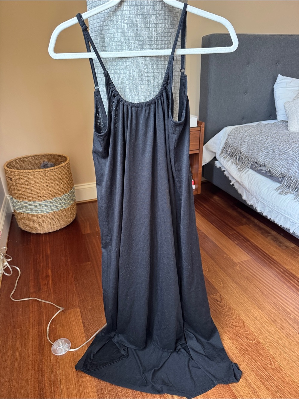 Leith Black Spaghetti-Strap Maxi Dress